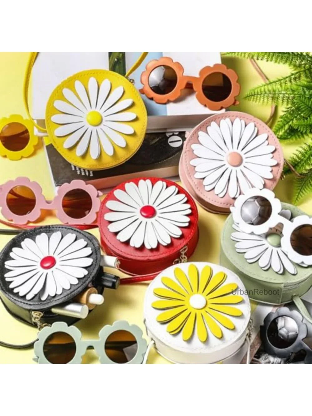 Girls Daisy Purse and Sunglasses Set PU Leather 12 Pcs